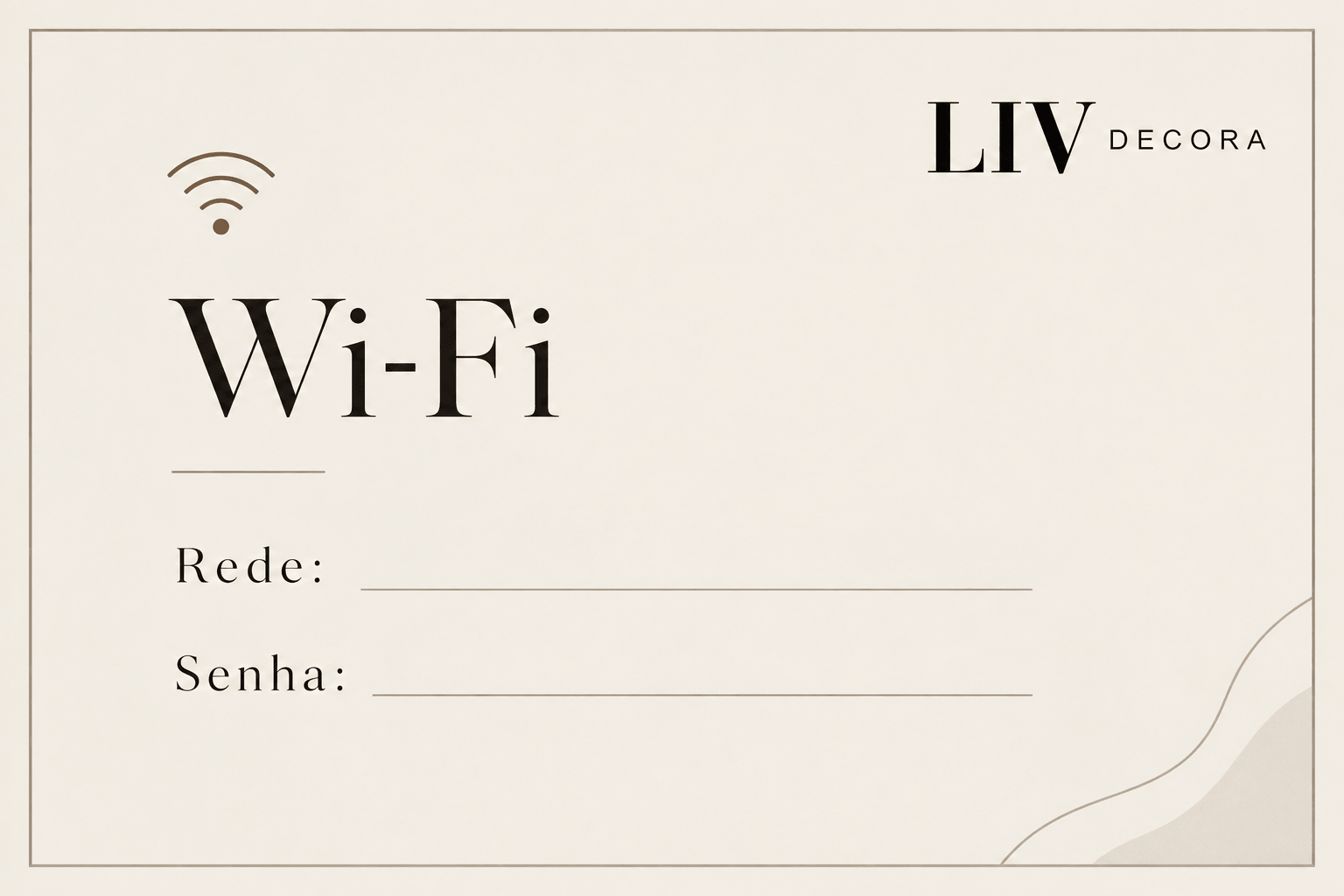 Airbnb Superhost: como se tornar um super anfitrião em 8 passos 3 Cartão de Wi-Fi personalizado LIV Decora para hóspedes