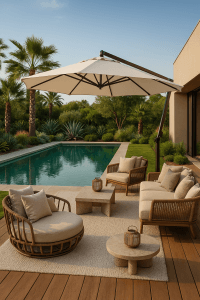 Como decorar uma área de piscina? 6 Ombrelone