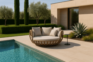Como decorar uma área de piscina? 2 Chaise na piscina
