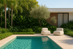 Como decorar uma área de piscina? 3 paisagismo