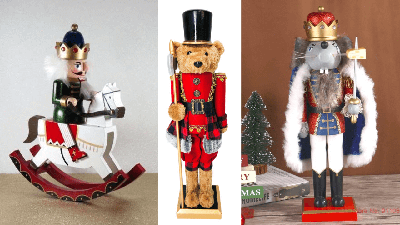 cavalo, urso e rato na decoração de natal quebra nozes