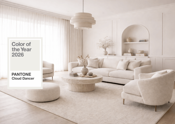 Capa - Cloud Dancer (11-4201): a Cor do Ano Pantone 2026 na decoração e nos móveis