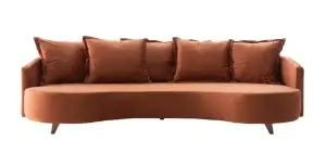 O poder dos tons terrosos na decoração: aconchego, elegância e conexão com a natureza 6 Sofá curvo