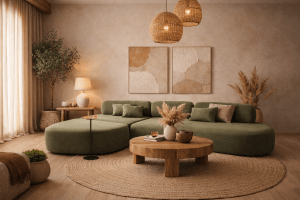O poder dos tons terrosos na decoração: aconchego, elegância e conexão com a natureza 1 sala de estar tons terrosos