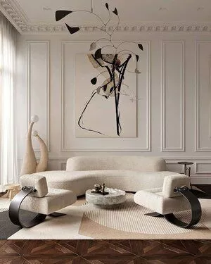 sala de estar com quadro no estilo clássico 