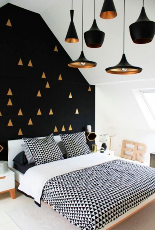decorar um apartamento alugado - adesivo de parede triangulo