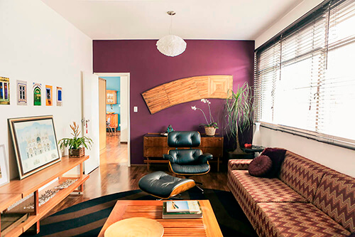 decorar um apartamento alugado - parede beringela