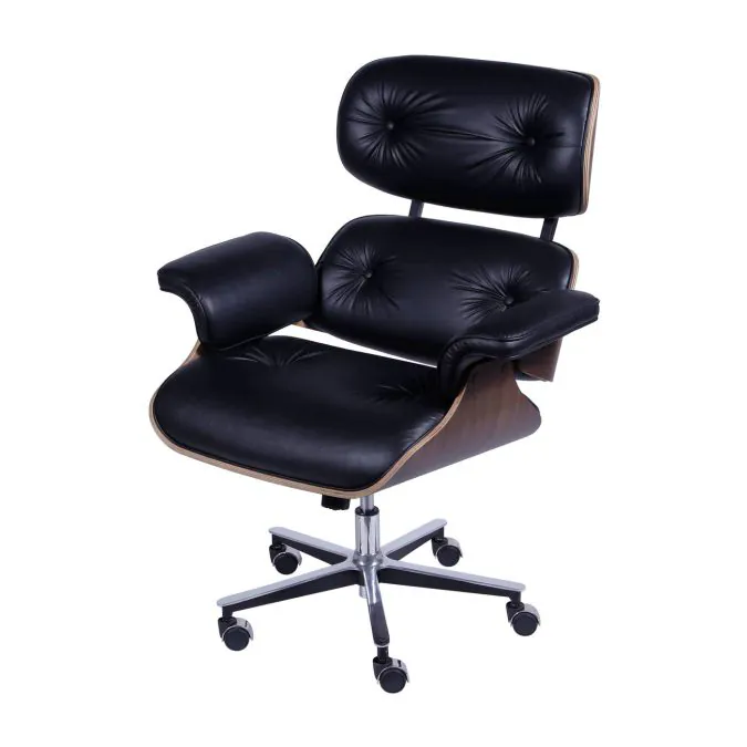 Poltrona Charles Eames Office em Couro Natural