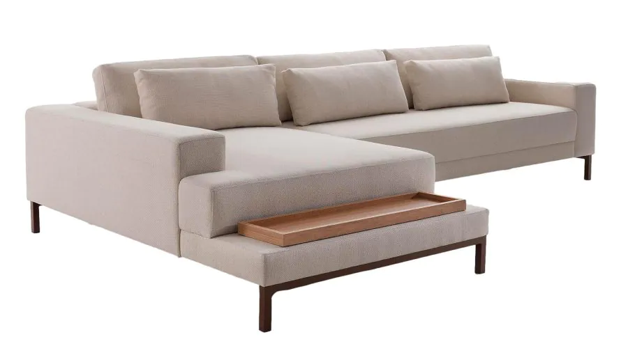 Sofá com Chaise e Mesa Bartô 1 Sofá com Chaise e Mesa Bartô
