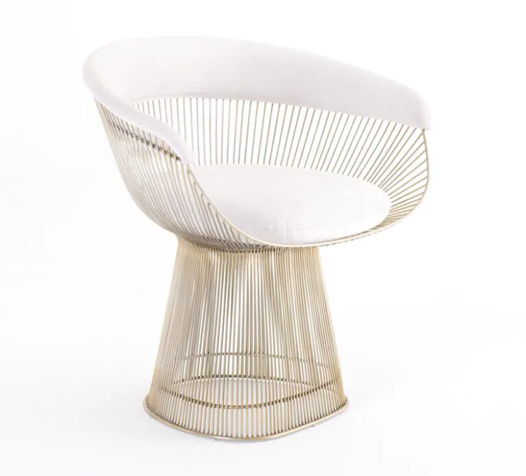 Cadeira Platner Branca e Dourada (2) Cadeira Platner Branca e Dourada