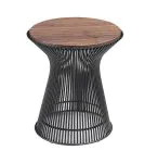 Mesa Lateral Platner Tampo Madeira