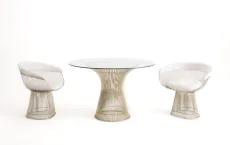 Cadeira Platner Branca e Dourada