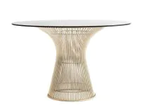 Mesa de Jantar Redonda Platner Base Dourada