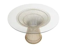 Mesa de Jantar Redonda Platner Base Dourada