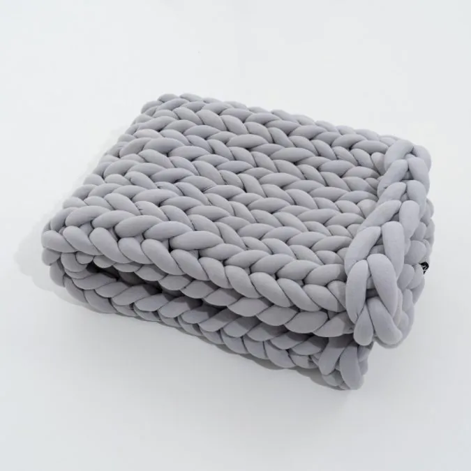 Manta Tricot Cotton Cinza