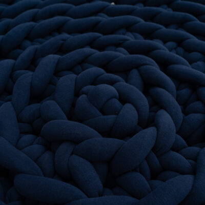 Tapete Tricot Cotton Redondo Azul Escuro