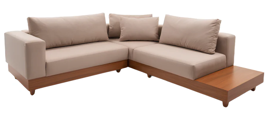 Sofá de Canto com Mesa Lateral Letto Sofá de Canto com Mesa Lateral Letto