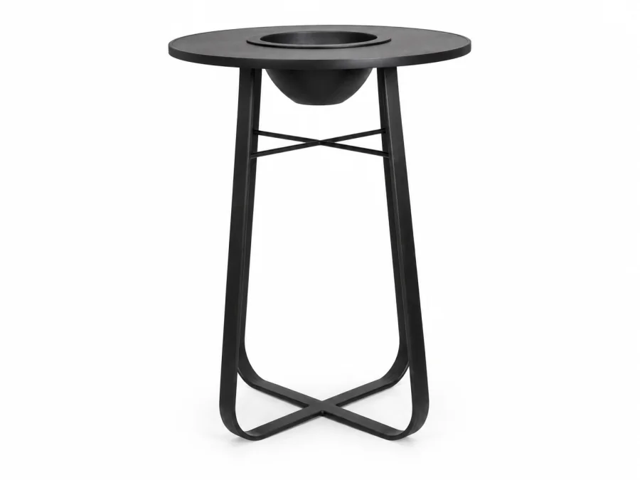 Mesa Bistrô para Área Externa com Champanheira Sardenha Mesa Bistrô para Área Externa com Champanheira Sardenha em alumínio Preto Fosco, com tampo redondo e champanheira central integrada.